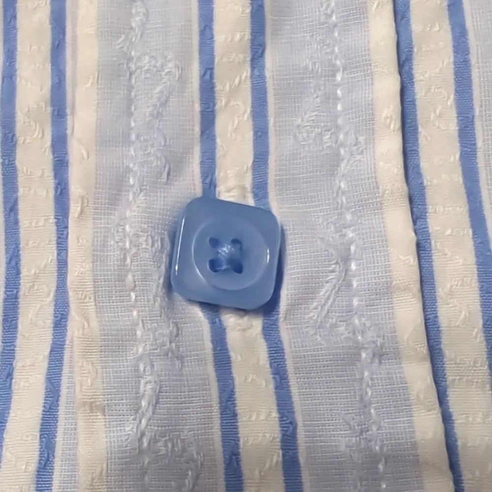 Bugatchi Men's Dress Shirt Blue White Pinstripe Casual Button Down 100% Cotton M